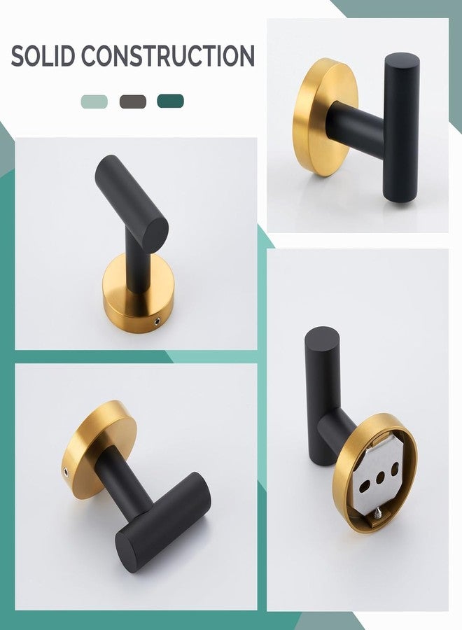LUXIUR Wall Hooks for Hanging Strong, Cloth Hook Stand for Bathroom and Kitchen Accessories Items, SUS 304 Grade Stainless Steel Robe Hook, Door Hanger Hook, Bathroom Accessories, Black Gold, 2 Pack - Image 4